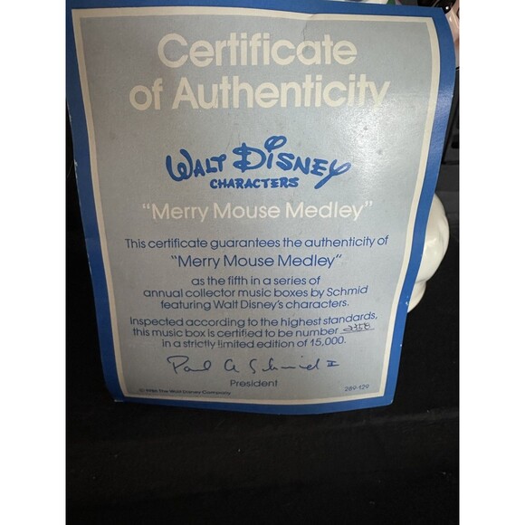 Vintage Schmid Walt Disney Merry Mouse Medley Mickey Minie Music Box Limited - Picture 3 of 5